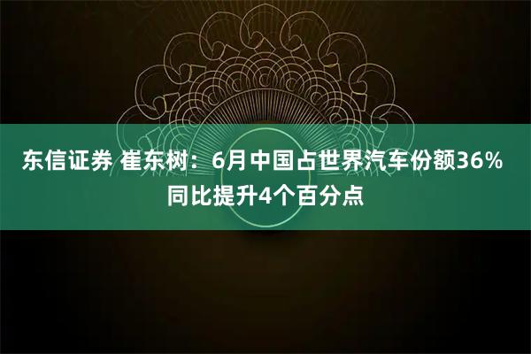 东信证券 崔东树：6月中国占世界汽车份额36% 同比提升4个百分点